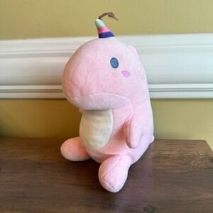 Lissidoll Dinosaur Plushie Stuffed Animal‎ Party Hat Pink Dino Toy Kids